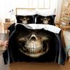 Skull Microfiber Duvet Cover with Zipper Pillowcase 75x50 Cm, Home Bedding Set Halloween Single Double Bed Luxury Gift for Boys