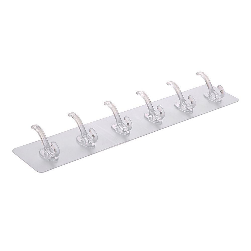 Row Transparent Autohesion for Bathroom,Kitchen Storage Rack Wall Hooks Key Holder Clothes Hanger