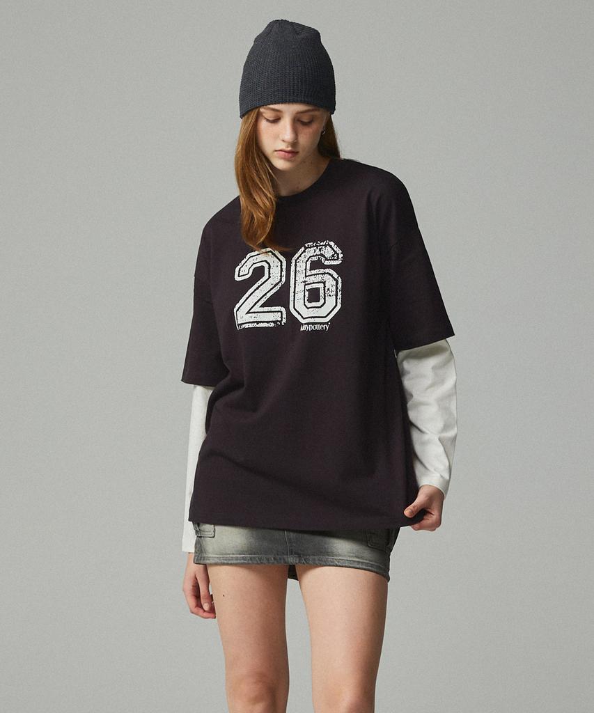 KITTY POTTERY 26 Layered T-Shirt Charcoal