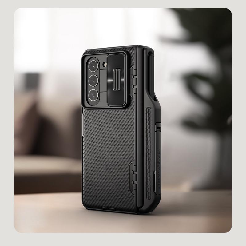 NILLKIN For Samsung Galaxy Z Fold 5 Case With Pen Slot Phone Holder Frosted Shield Fold 180°Folding Cover For Samsung Z Fold5 5G