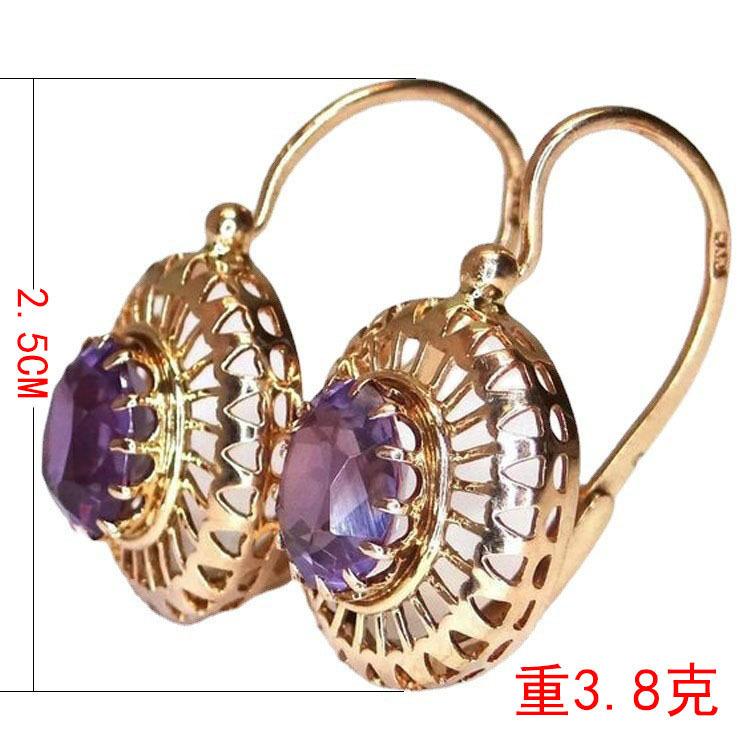 Темпераментные циркониевые серьги, Рубиновые цветы, Многослойная ретро-простота, Серьги-кольца