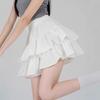 Белое платье-торт с оборками и пышными рукавами: Женская летняя юбка миди А-силуэта с высокой талией в балетном стиле
