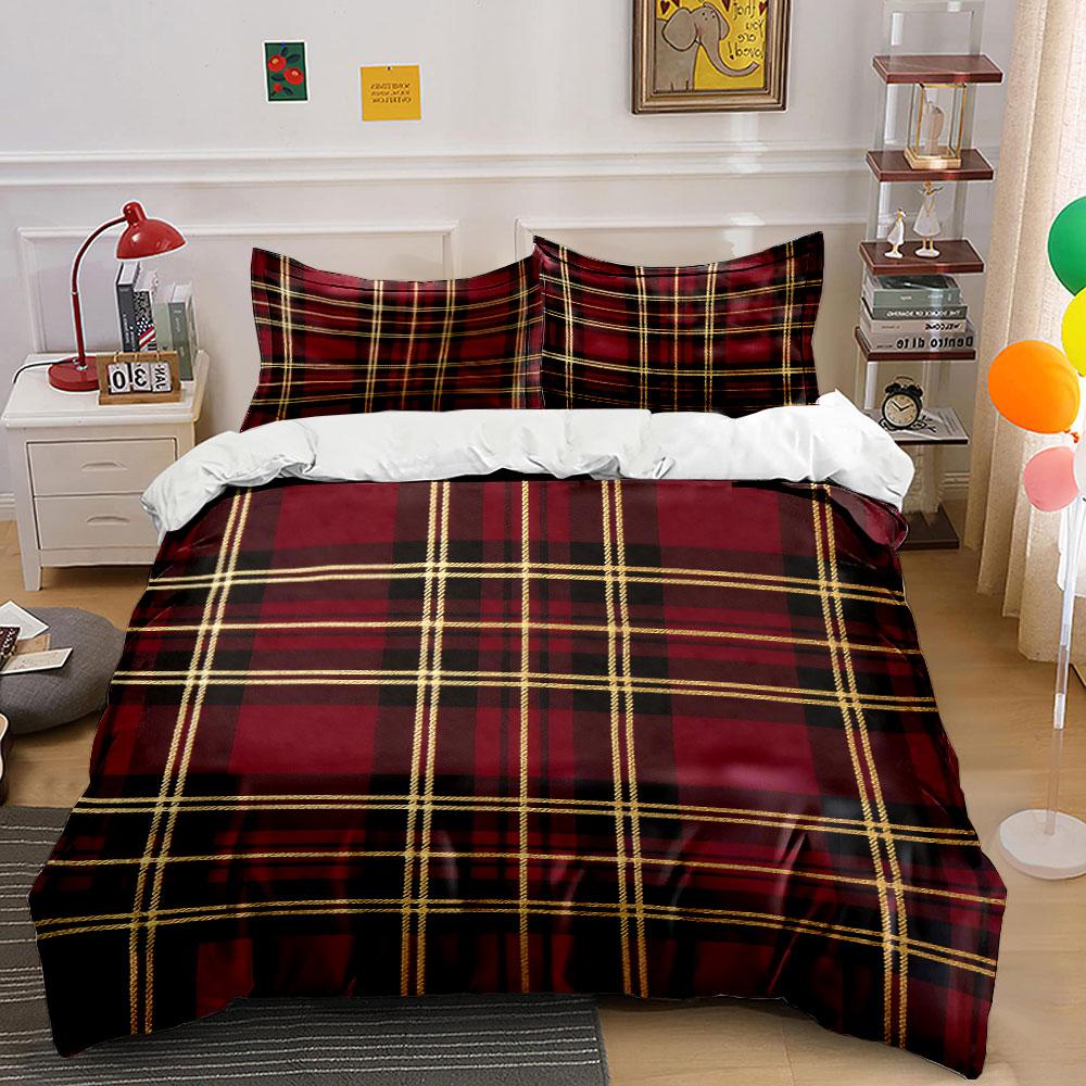 Plaid pattern with stripes. Bedding sets Duvet cover sets Duvet covers Pillowcases(1 * Duvet Cover 2 * Pillowcases without duvet insert)