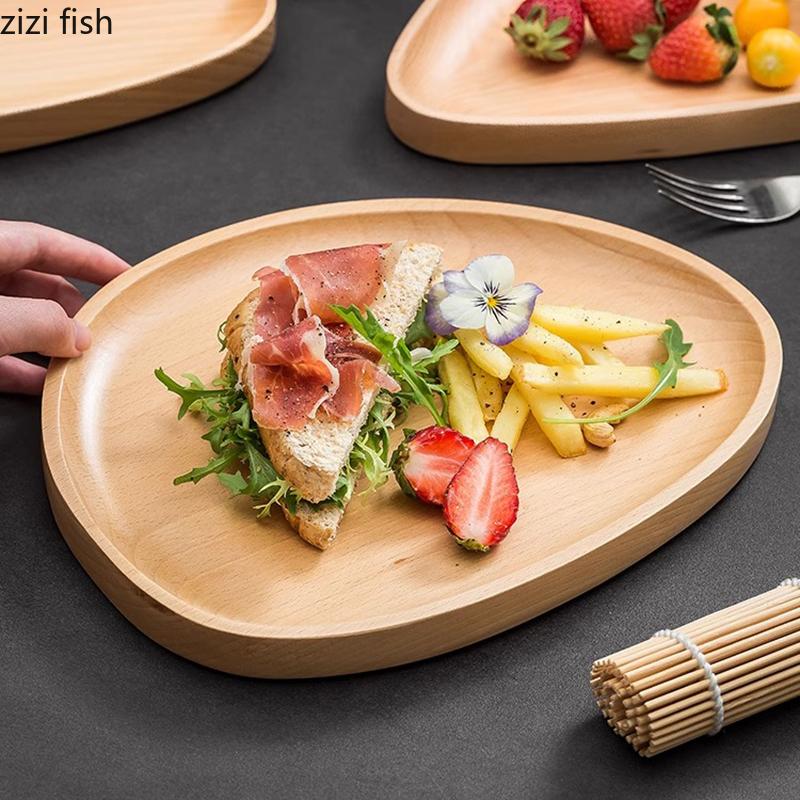 Креативная нестандартная обеденная тарелка из бука, десертная тарелка, тарелка для торта, суши-тарелки, салатные тарелки, специальная ресторанная посуда