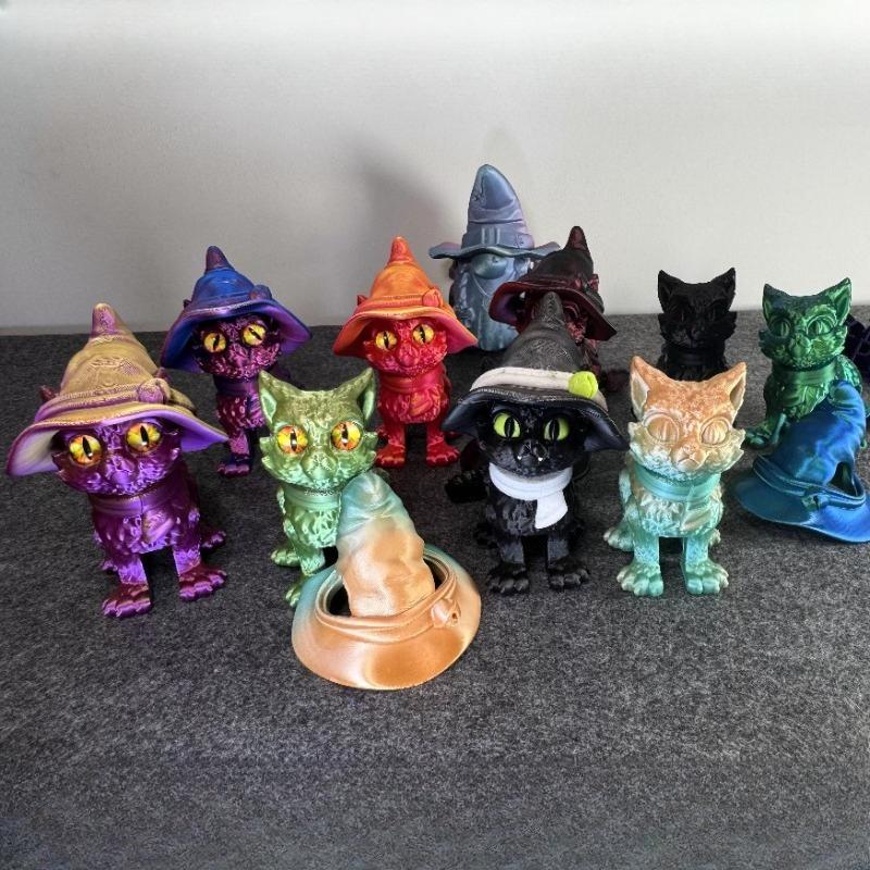 Магические животные-кошки, игрушки, напечатанные на 3D-принтере, реалистичная бесшерстная фигурка, подвижная кошка-игрушка-антистресс для любителя кошек, коллекционера, украшение для дома