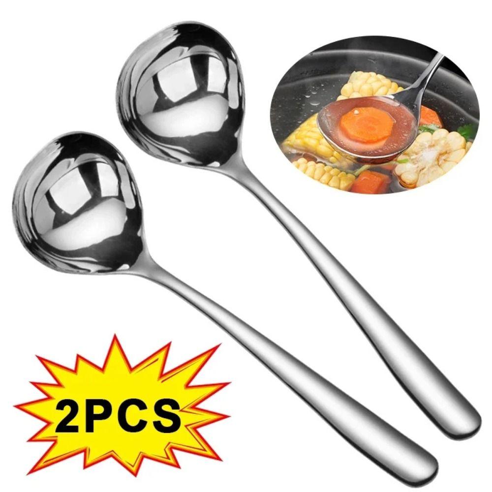 1/2Pcs Thicken Long Handle Colander Cooking Utensils Hot Pot Scoops New Soup Spoons