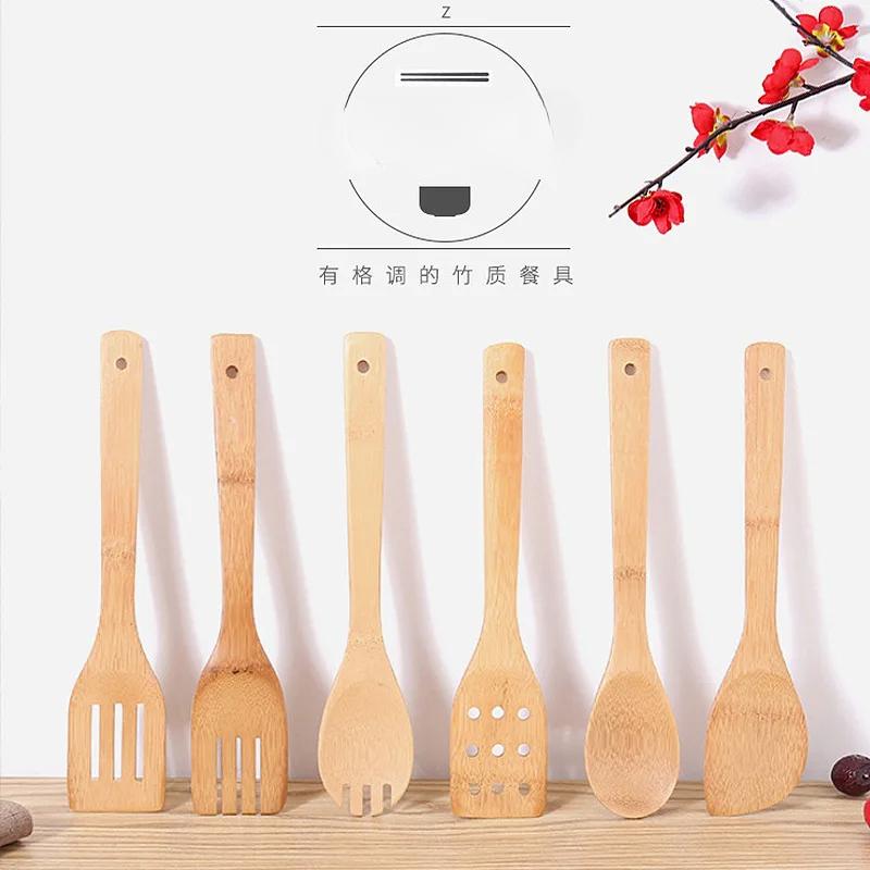 Кухонная лопатка из натурального бамбука и дерева, держатель ложки, кухонная утварь, столовая лопатка, кухонные принадлежности De Cuisine Spatula