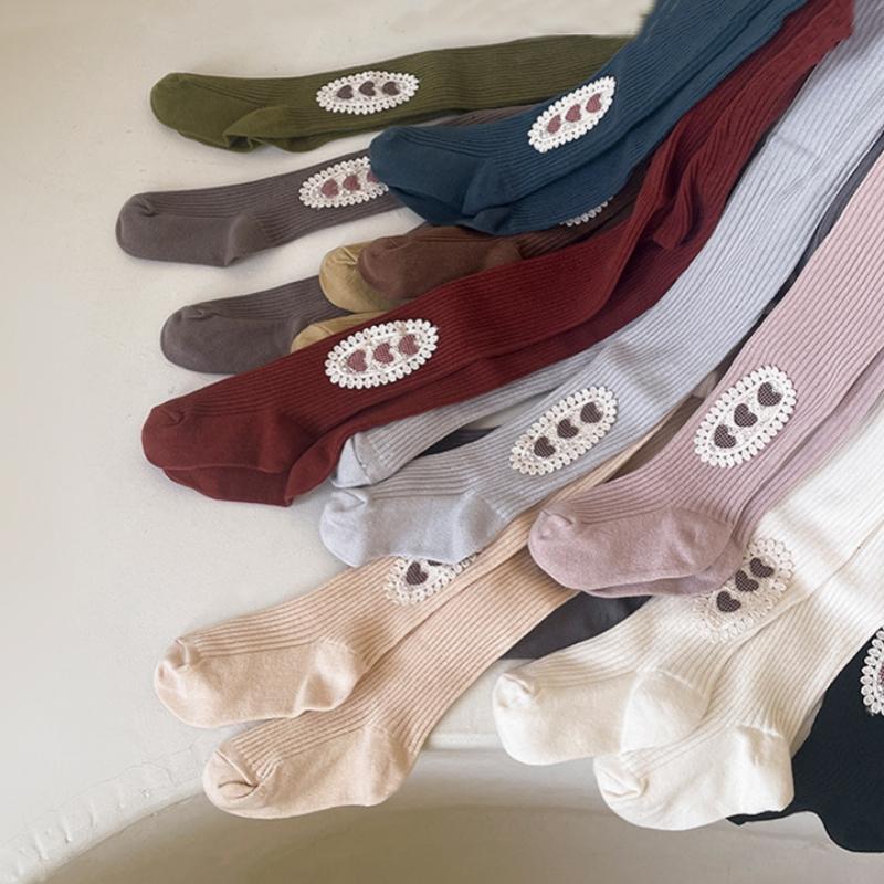 Warm Knitted Girls Pantyhose Spring Autumn Cotton Baby Tights Heart Flower Girls Leggings Kids Children Tights