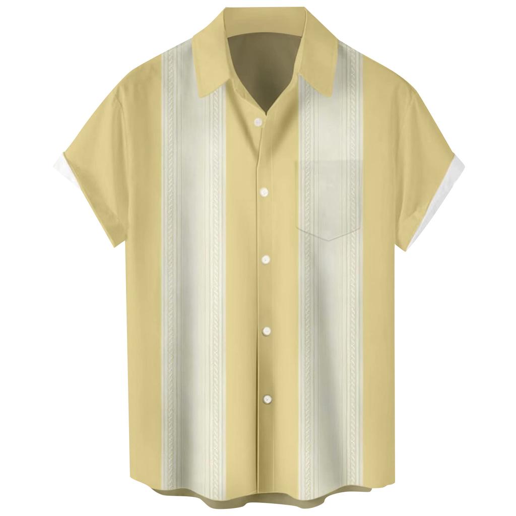 Гавайская рубашка для мужчин, мужские винтажные рубашки для боулинга на пуговицах, летняя пляжная рубашка с коротким рукавом