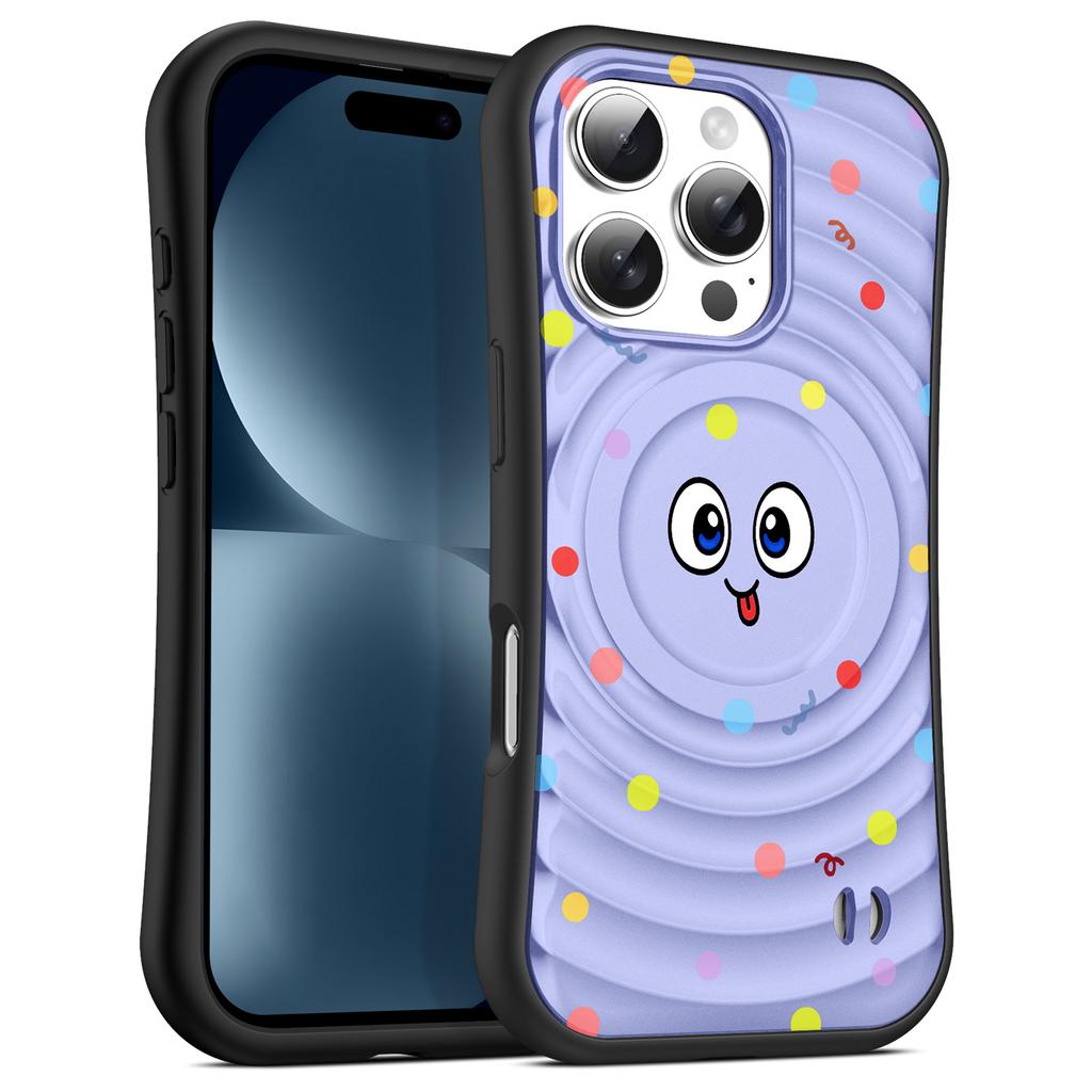 Boyang Phone Case with Hanging Rope Hole Emoji Polka Dot Anti Drop MagSafe Magnetic Suction for Apple 16pro Phone Case