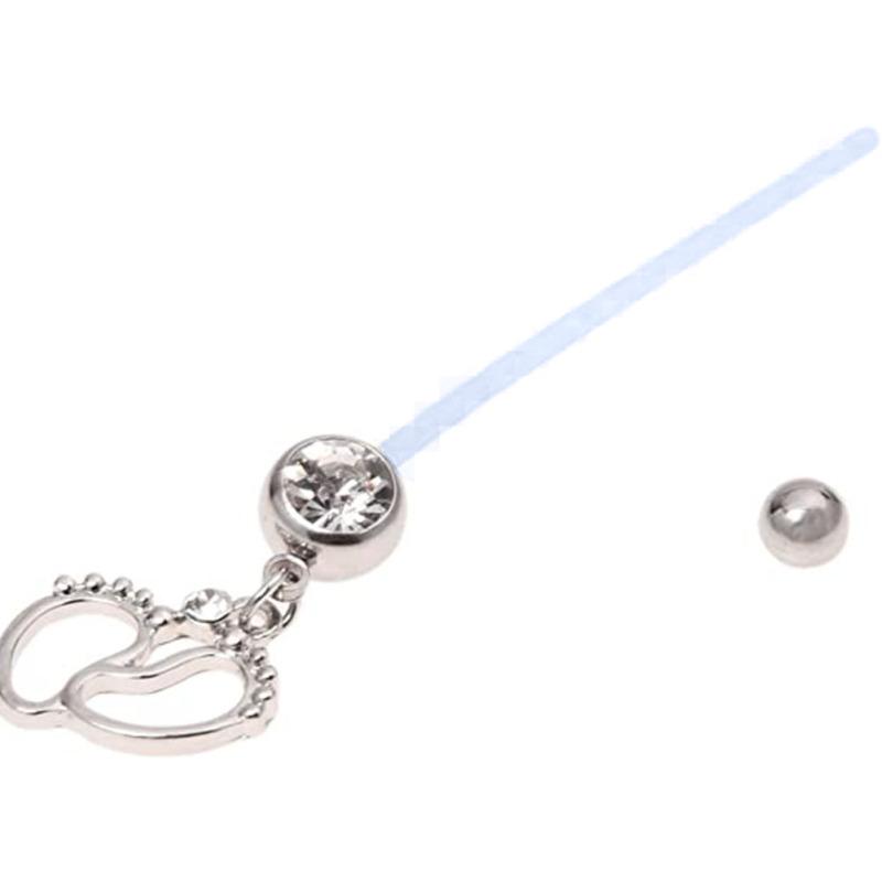 Гибкий Беременность Материнство Живот Пупок Бар Кольцо Пирсинг Ноги Ребенка Белый