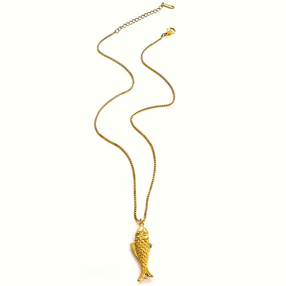 Золотая мини-рыбка ожерелье из нержавеющей стали океан стиль пляжная цепочка чокер отпуск