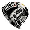 A Men'S Street Style Abstract Art Knitted Hat - Featuring a Black And White Geometric Pattern, Made from Durable Knitted Fabric, Comfortable Elastic F