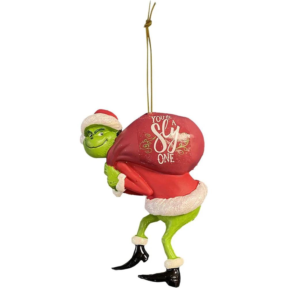 Рождественский кулон с зелеными волосами и кристаллами в виде монстра, мультяшное украшение на рождественскую елку