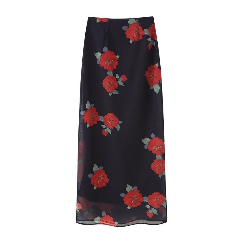 Kaslead Новая женская одежда Западный стиль Цветочный принт Ламинированный топ Юбка 4661073 4661436