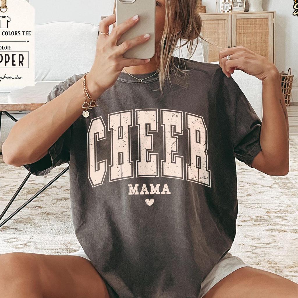 Cheer Mama Shirt, Comfort Colors Cheerleading Mom Tshirt, Game Day Cheer Tee, Proud Cheer Mom Shirt, Sports Mama Gift, Retro Cheer Shirt