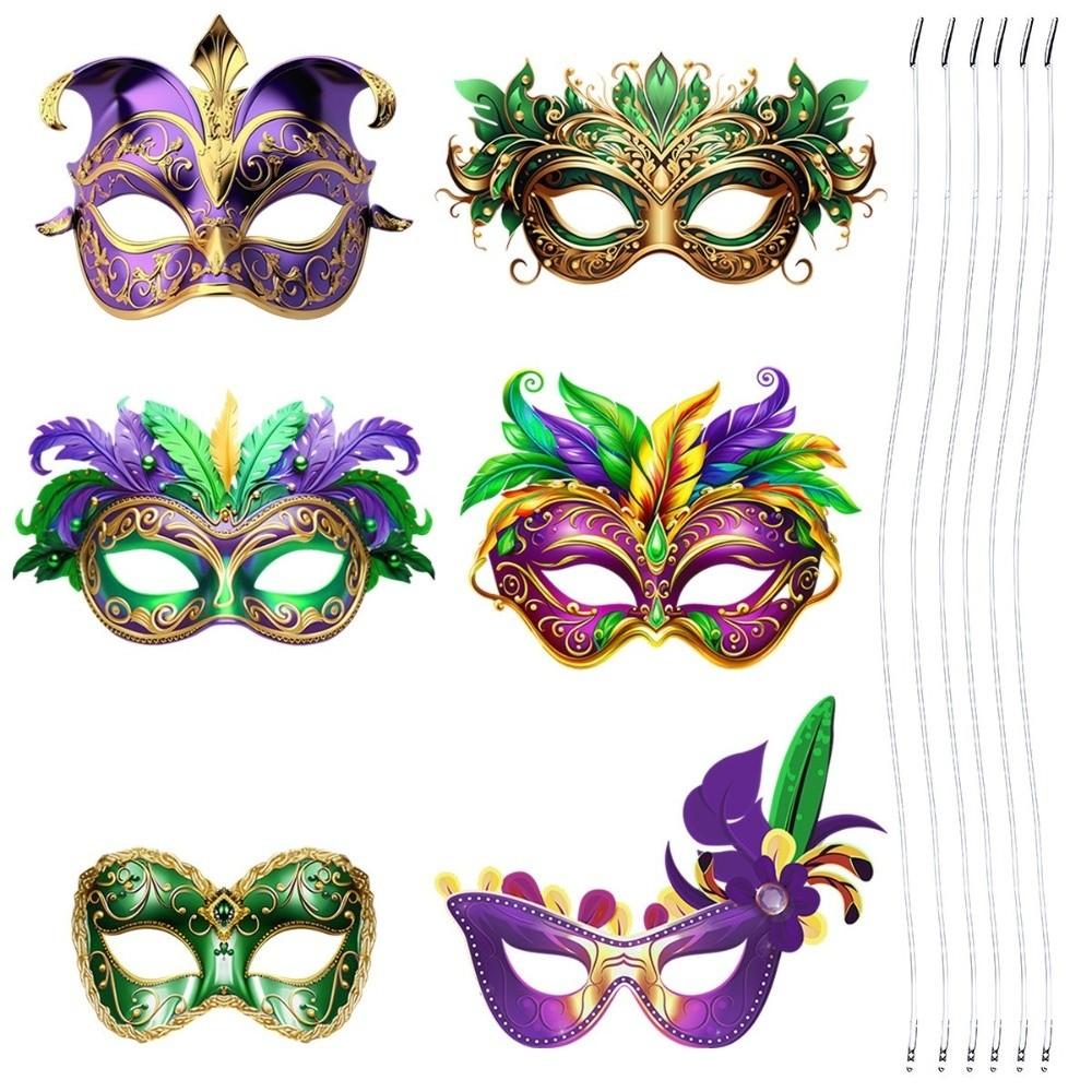 6Pcs Brazilian Carnival Carnival Masquerade Mask DIY Half Face Mask Eye Mask  Party Makeup Ball