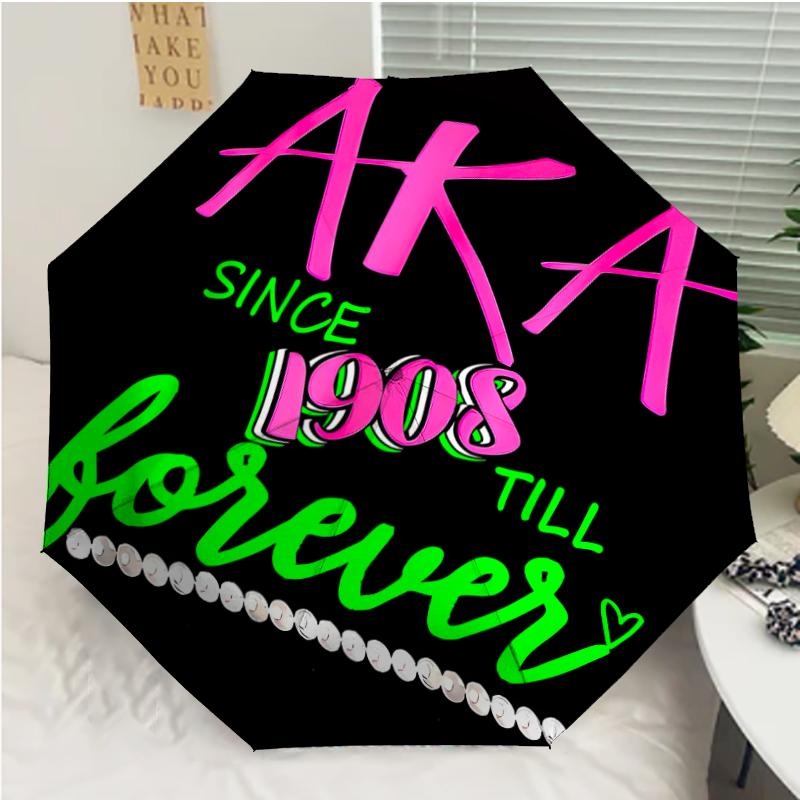 Автоматический зонт AKA logo2 Print, 8 ребер, железный каркас, пластиковая ручка, подходит для путешествий на открытом воздухе и на каждый день, идеальный подарок