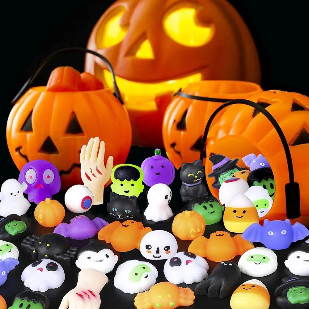 10pcs Slow Rebounce Halloween Pumpkin Squeeze Toy Ghost Pinch Compression Toy Costume