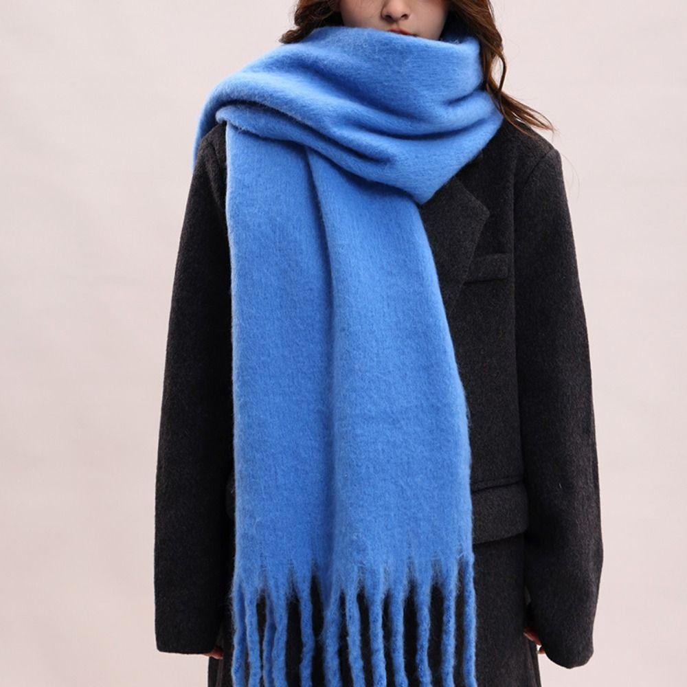 Tassel Winter Wool Scarf Plush Long Shawl Simple Winter Cashmere Scarves Student
