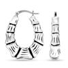 S925 Sterling Silver Bamboo Light-Weight Oval Hoop Earrings for Women