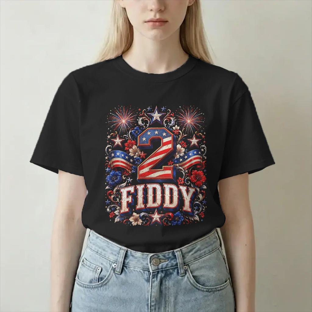 Two Fiddy 4th Of July T Shirt For Unisex Unisex 100 Cotton Awesome Tshirts Round Neck Tees Short Sleeve Tops Adult