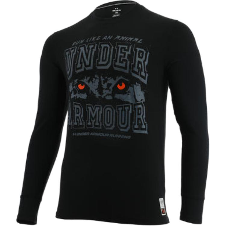 Under Armour Футболка Run Laa Letter Print Slim Fit с круглым вырезом и длинным рукавом для бега, мужские топы, черная 1379303-001
