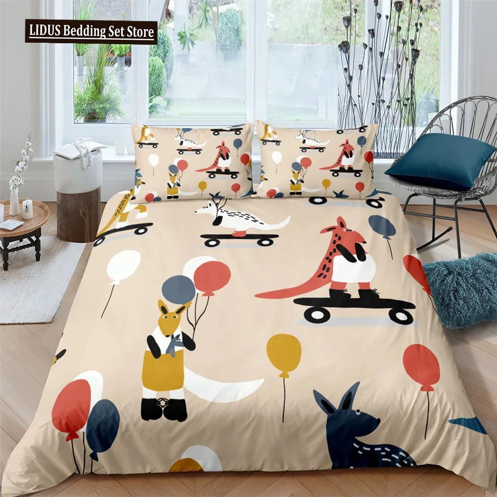 Nordic Bed Cover Duvet Cover King Queen Cartoon Animal Bedding Set Double Twin Full Queen King Adult Kids Bedclothes Quilt Cover
