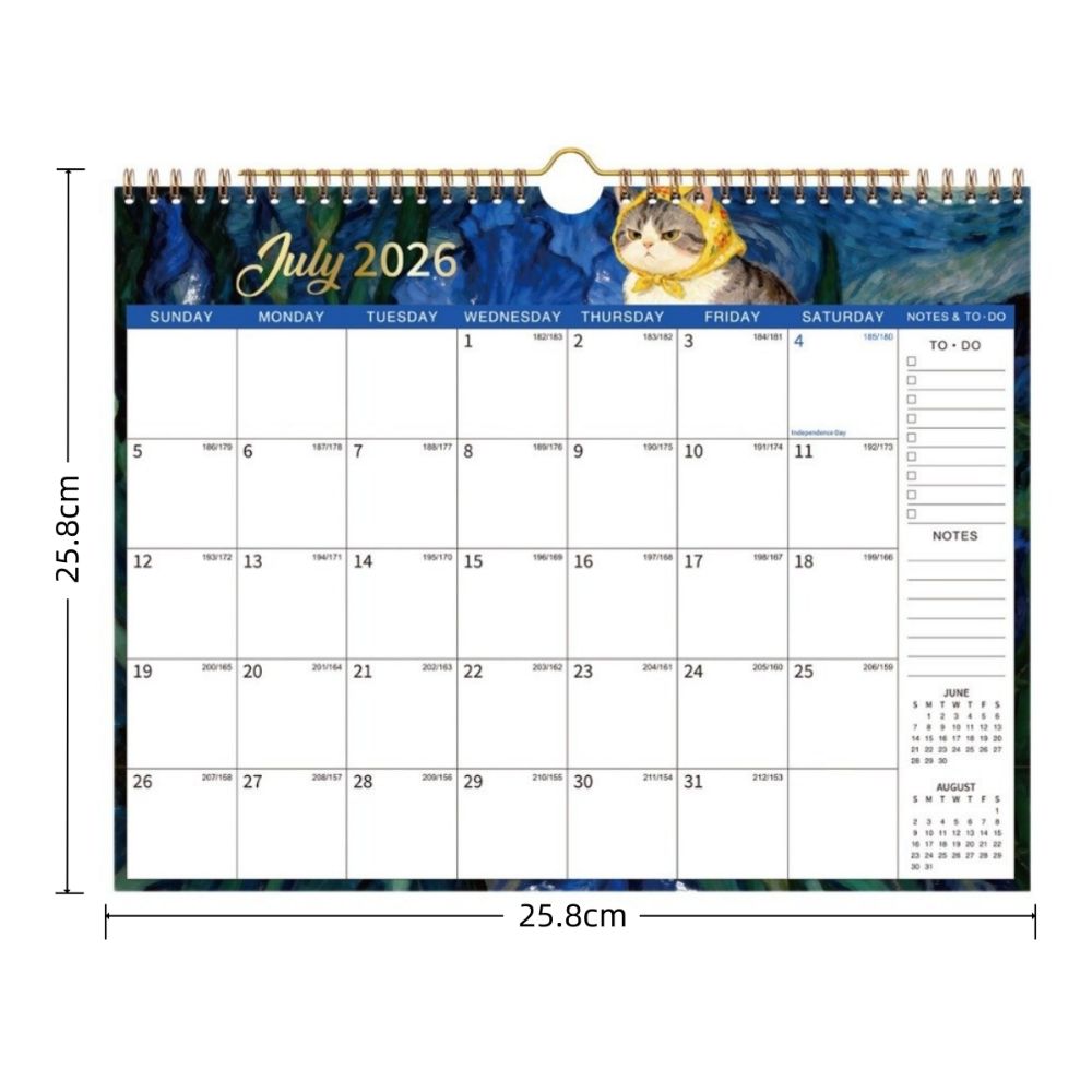 Dual Coil Design Wall Calendar 2026.7-2027.12 Wall Hanging Planner New 18-Month Calendar Home Use