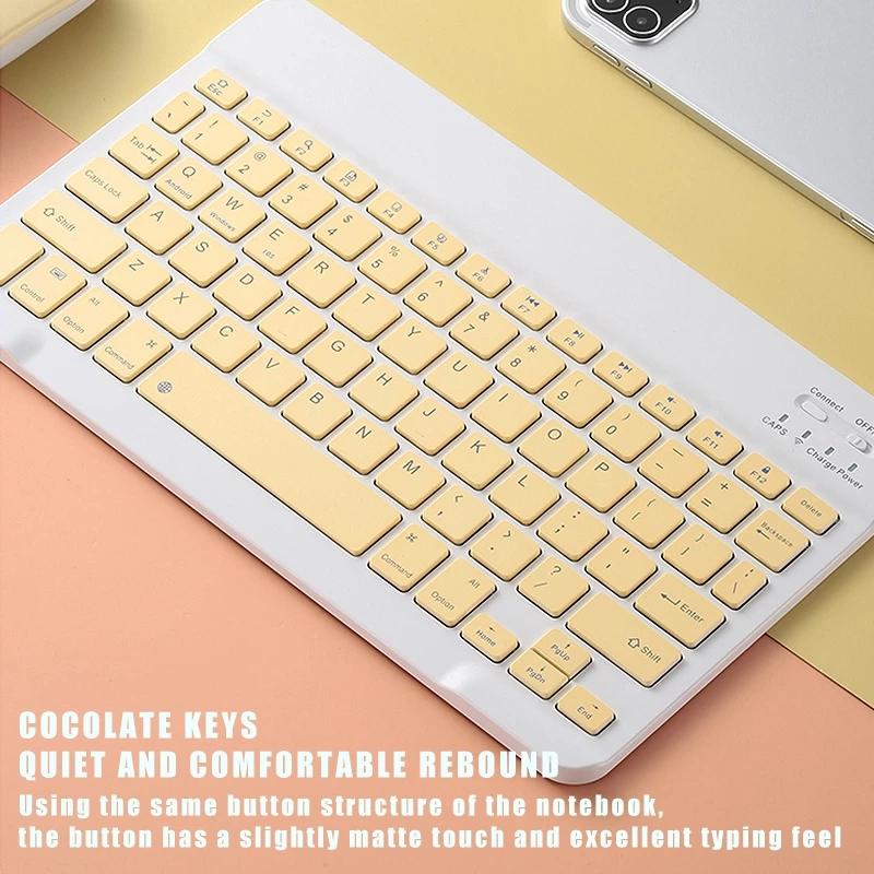 Мини-беспроводная Bluetooth-клавиатура для планшета iPad iPhone, резиновые колпачки для клавиш, перезаряжаемая клавиатура для смартфона, Android, IOS, Windows