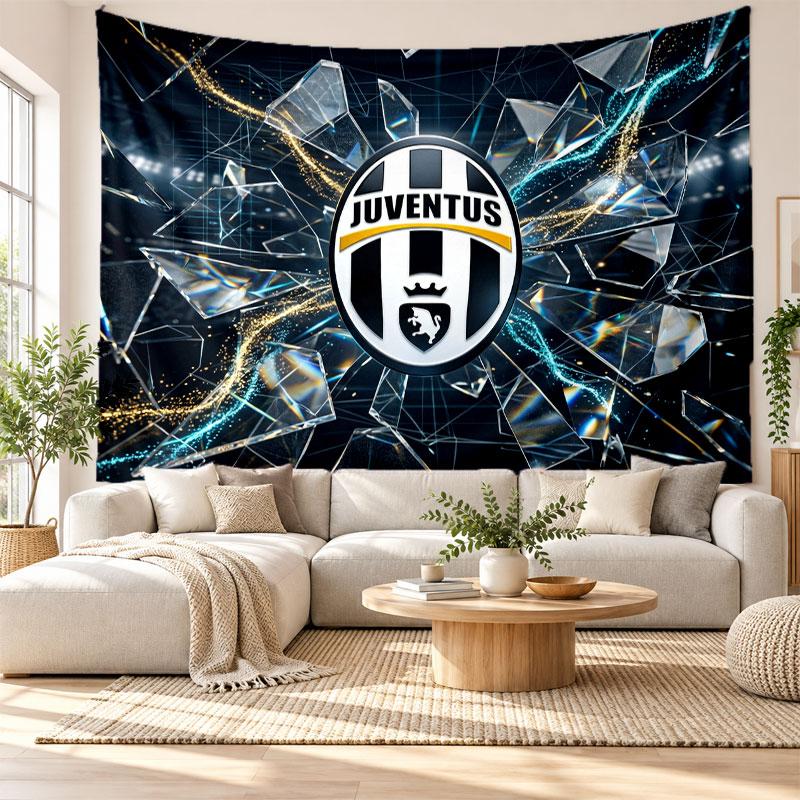 Juventus FC Wall Tapestry, Soft Fabric Wall Hanging, Decorative Backdrop For Bedroom Home Wall Art