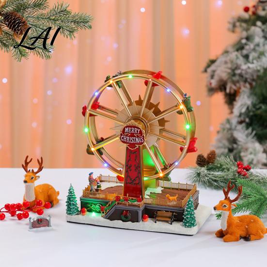 Gift for Christmas Celebration Animated Ferris Wheel Music Box Light Up Rotating Musical Indoor Collectible Decoration with Colorful LEDs Entryway