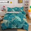 Тропические ботанические листья King Queen Пододеяльник Зеленый Пальмовые листья Полиэстеровый комплект постельного белья для детей Подростков Взрослых с наволочкой