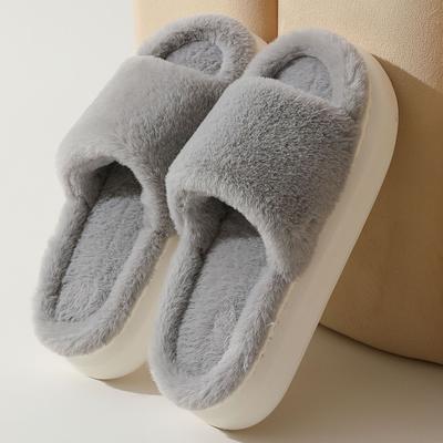 Тапочки из eva с толстым дном, пушистые, женская верхняя одежда, осенняя, новая, плюшевая, домашняя, одно слово, хлопковая швабра