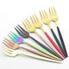 6Pcs Matte Stainless Steel Cutlery Set Coloful Fork Tea Cake Snack Forks Dinnerware Tableware Dessert Fruit Fork Silverware Set