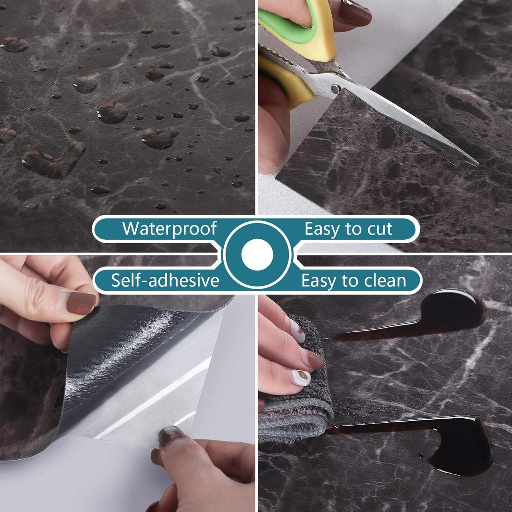 VEELIKE Marble Style Напольная плитка Лист для ремонта пола Черный 30 см x 30 см Упаковка из 12 напольных плиток Просто поместите его Ремонтный коврик для ремонта пола