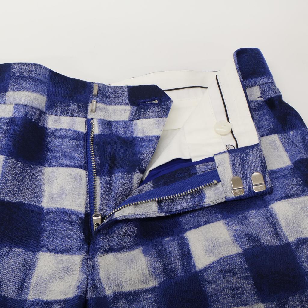 DRAWER 6514-236-1301 Blue Kasuri Check Jacquard Pants Bottoms 34 blueUsed