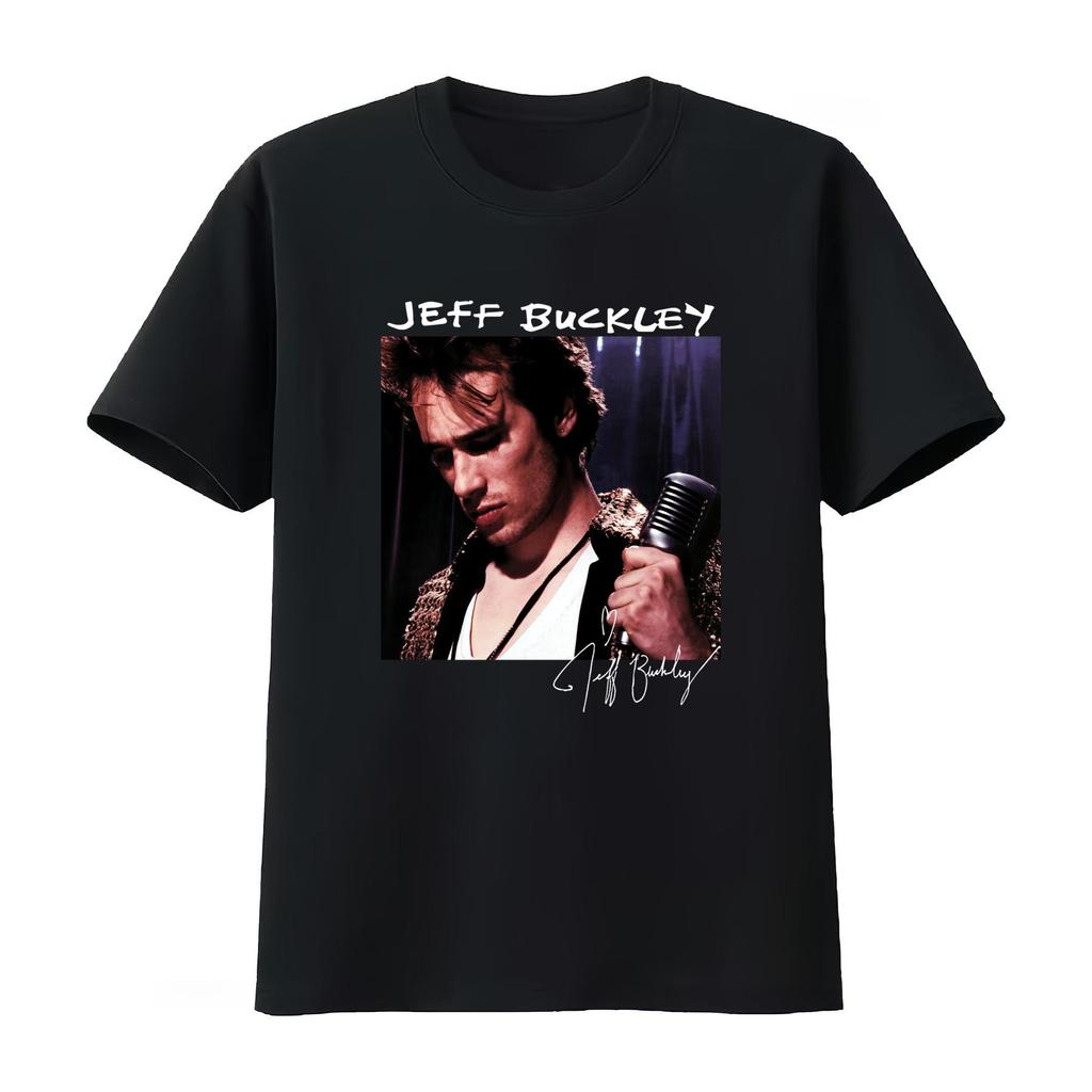 New Popular Jeff Buckley Grace Music Cotton Black T Shirt for Fan Style with Iconic Singer Print Unisex Women 2026 Summer T Shirt