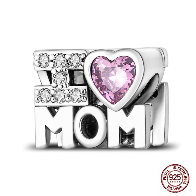 Медные Шармы Большая Любовь Мама Семья Сестра Розовое Сердце Тюльпан Бусины Ча Подходят для Оригинального Браслета Сделай Сам Ювелирный Подарок на День Матери