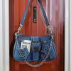 Сумка-хобо в стиле гранж, джинсовая сумка через плечо, сумка через плечо, винтажная сумка через плечо, повседневная сумка для женщин и девушек, для повседневных выходов на улицу
