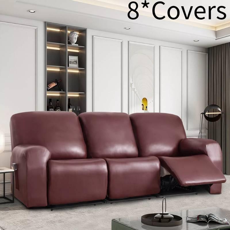 Роскошный чехол на диван из искусственной кожи ПУ Водонепроницаемый Полная защита Чехол для кресла-реклайнера Комплект