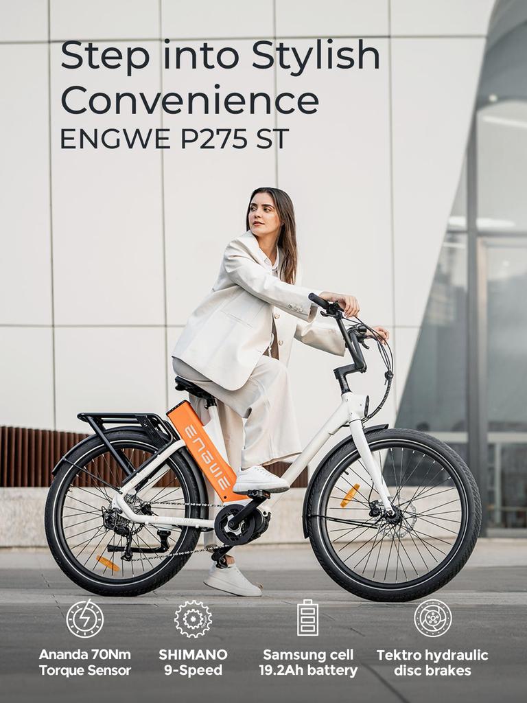 Electric Bicycle Adult ENGWE 27.5" 250W Motor 36V 19.2AH City Ebike Top Speed 25Km/h Load 120Kg 9 Speed P275 ST