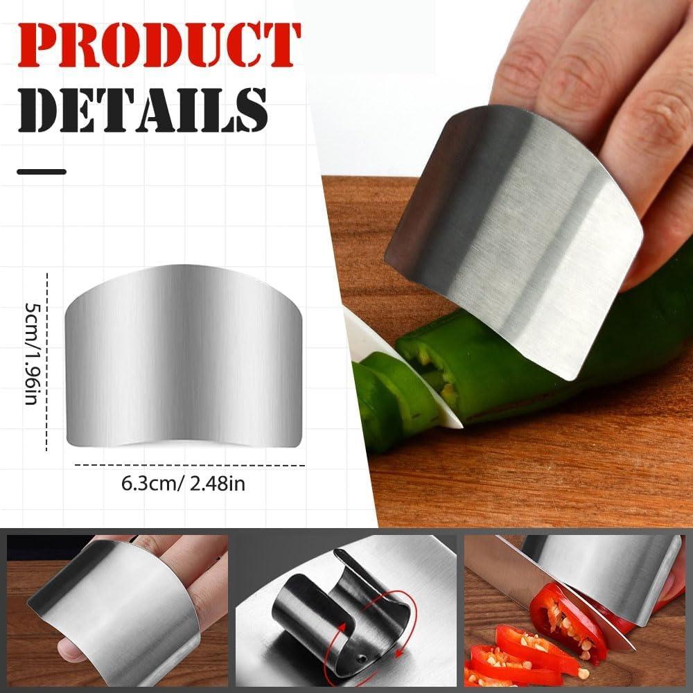 Stainless steel finger protectors, new 2025 model, multi-functional finger protector for food cutting, safe cutting tool (4-piece set).