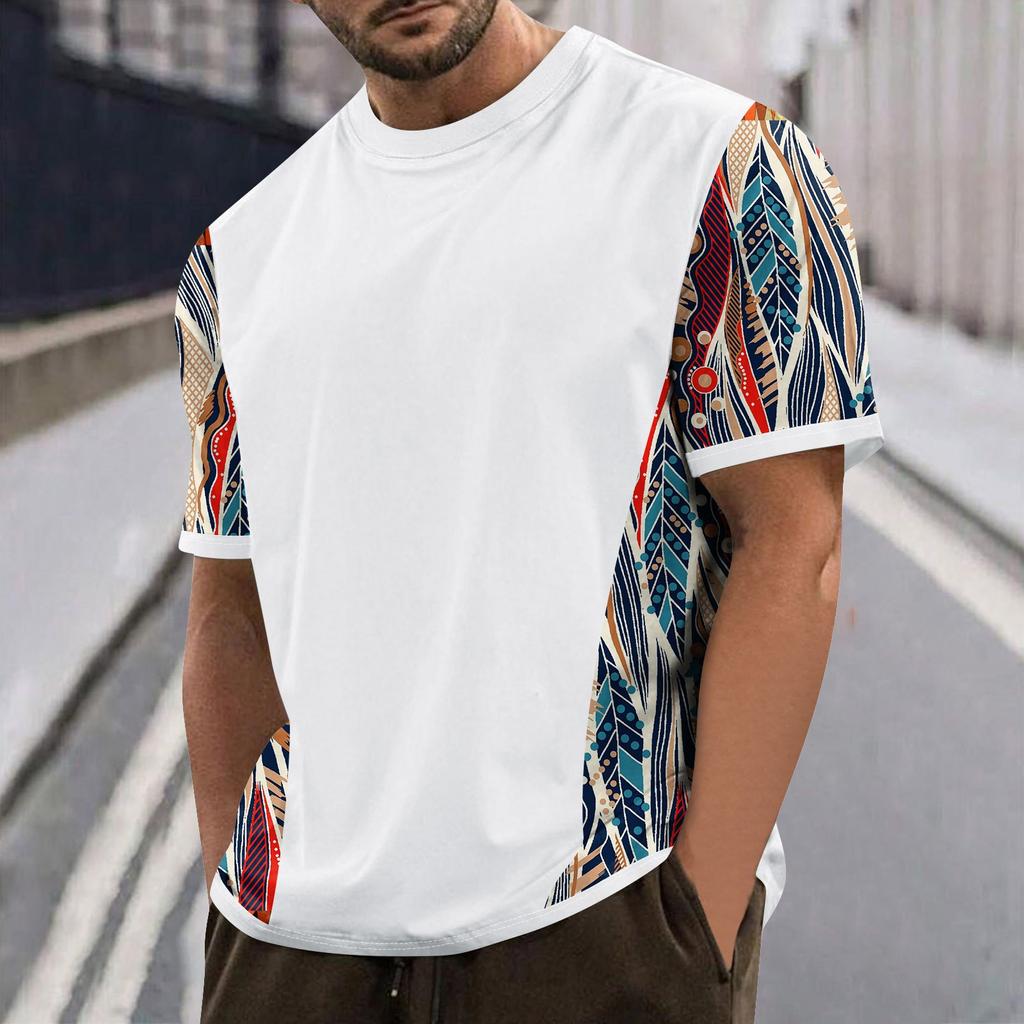 Летняя мужская популярная футболка с круглым вырезом и коротким рукавом с принтом