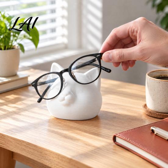 Anti Scratch Frame Holder Cat Glasses Holder 3D Printed Kitty Eyeglass Stand Cute Lover Birthday Present Desk Organizer for Spectacle Display,