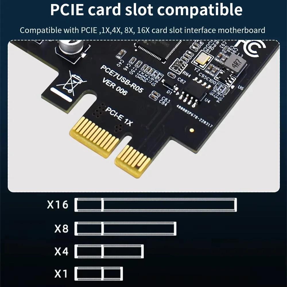 Карта расширения PCIe USB 3.0 5 Гбит/с 7 портов USB 3.0 Хаб-адаптер PCI Express в USB Карта расширения для хоста настольного ПК