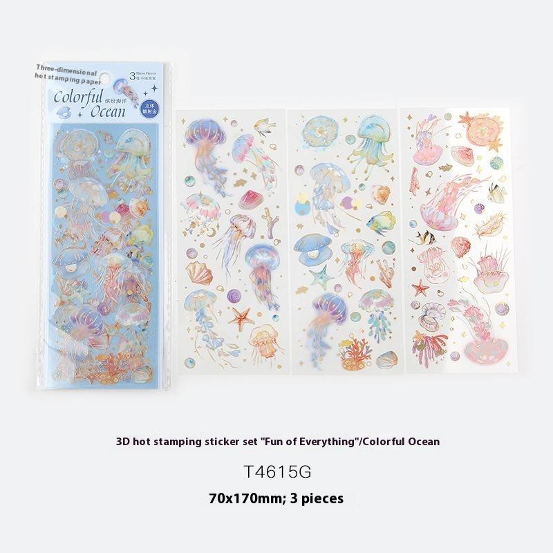 3 Sheets Themed Hot Stamping Sticker Set Decorative Stickers For Journaling Scrapbooking And DIY Crafts