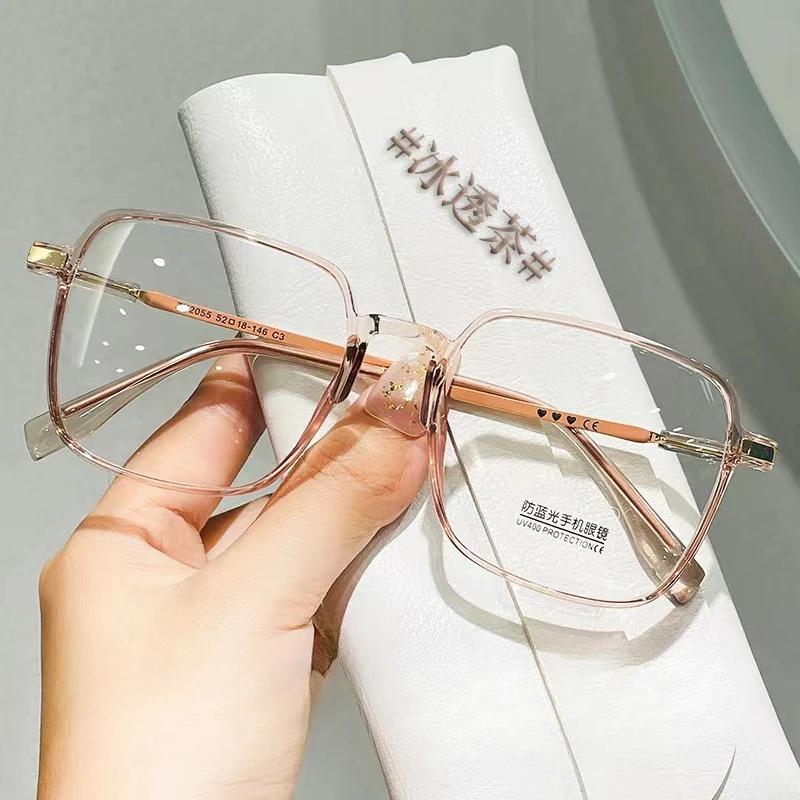 Square Anti-Blue Light Read Glasses For Women Retro Clear Frame Anti Radiation Reading Glasses Korean Style Transparent Glasses