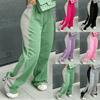 Spring and Autumn Women's Pant Elastic Waist Color Blocking Straight Leg Wide Leg Sweatpants