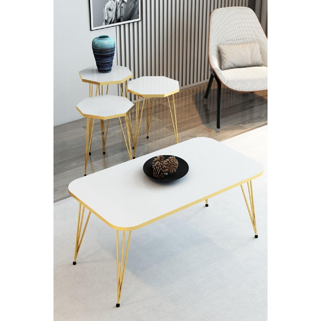 Набор журнальных столиков и журнальных столиков из 3 предметов, золотой восьмиугольный журнальный столик, набор журнальных столиков с проволочными ножками